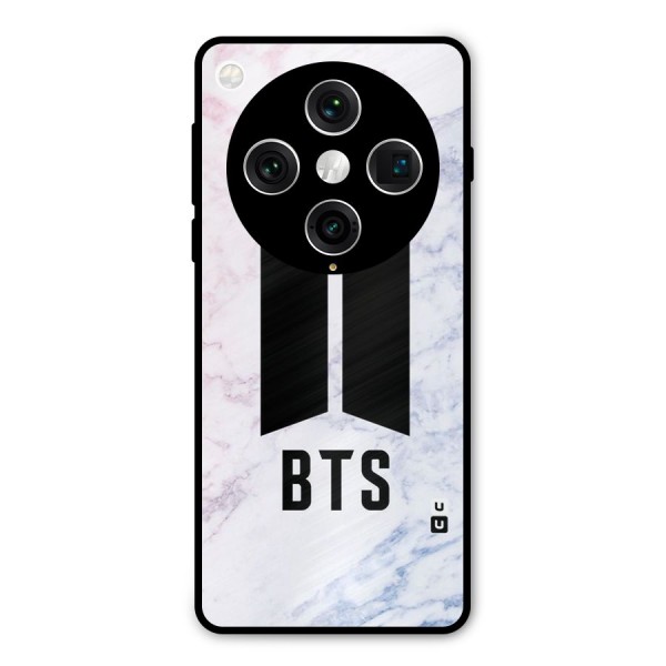 BTS Logo Marble Print Metal Back Case for Oppo Find X8 Pro