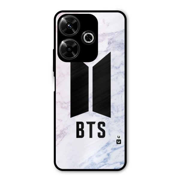 BTS Logo Marble Print Metal Back Case for Poco M6 Plus