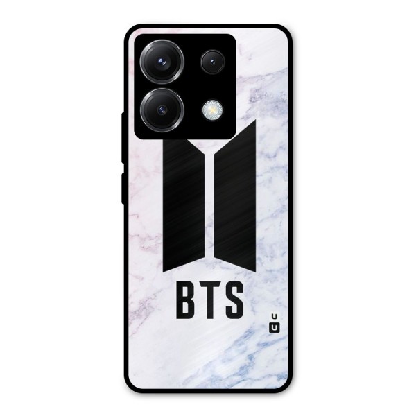 BTS Logo Marble Print Metal Back Case for Poco X6