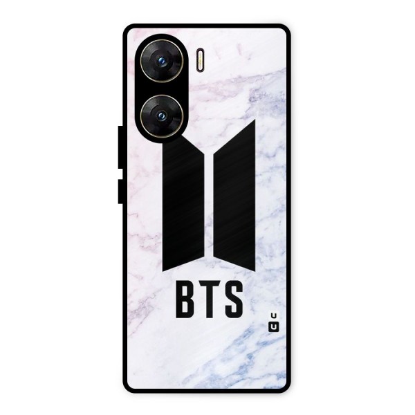 BTS Logo Marble Print Metal Back Case for Vivo V29e