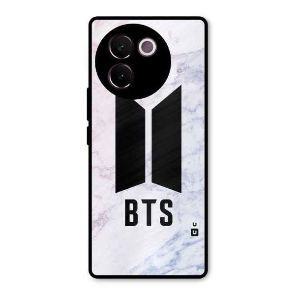 BTS Logo Marble Print Metal Back Case for Vivo V30e