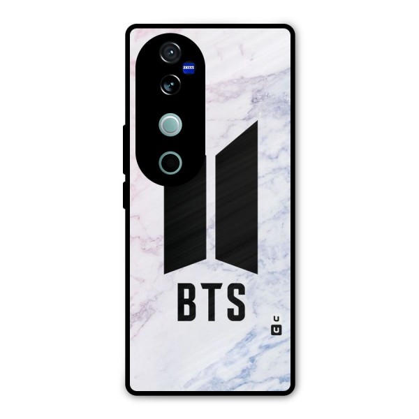 BTS Logo Marble Print Metal Back Case for Vivo V40 Pro
