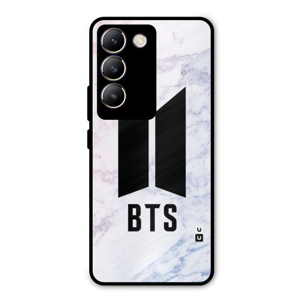 BTS Logo Marble Print Metal Back Case for Vivo Y200e