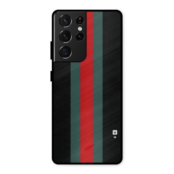 Basic Colored Stripes Metal Back Case for Galaxy S21 Ultra 5G
