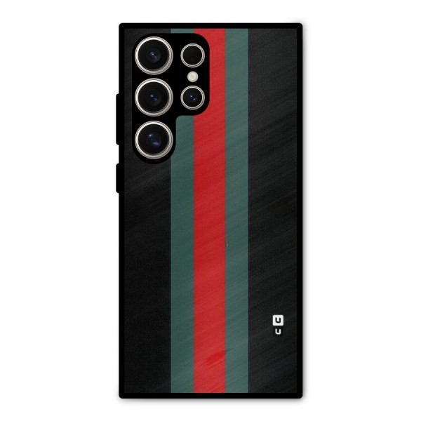 Basic Colored Stripes Metal Back Case for Galaxy S24 Ultra