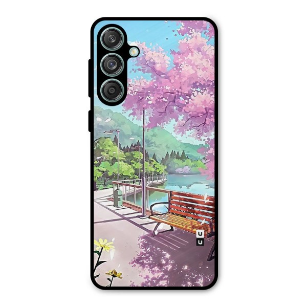 Beautiful Cherry Blossom Landscape Metal Back Case for Galaxy M55 5G