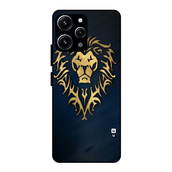 Beautiful Golden Lion Design Glass Back Case for Redmi 12 4G