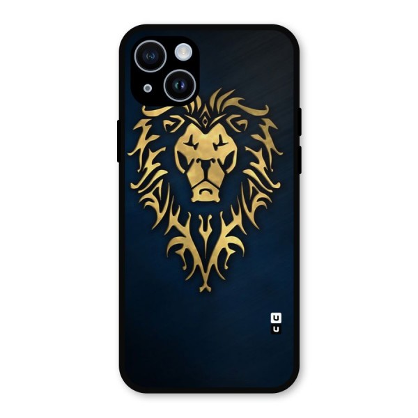 Beautiful Golden Lion Design Metal Back Case for iPhone 14