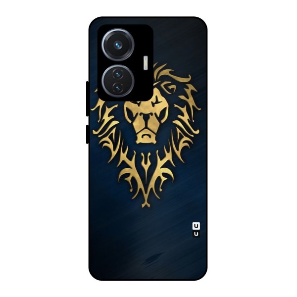 Beautiful Golden Lion Design Metal Back Case for iQOO Z6 44W