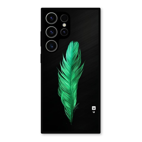 Beautiful Green Feather Metal Back Case for Galaxy S23 Ultra