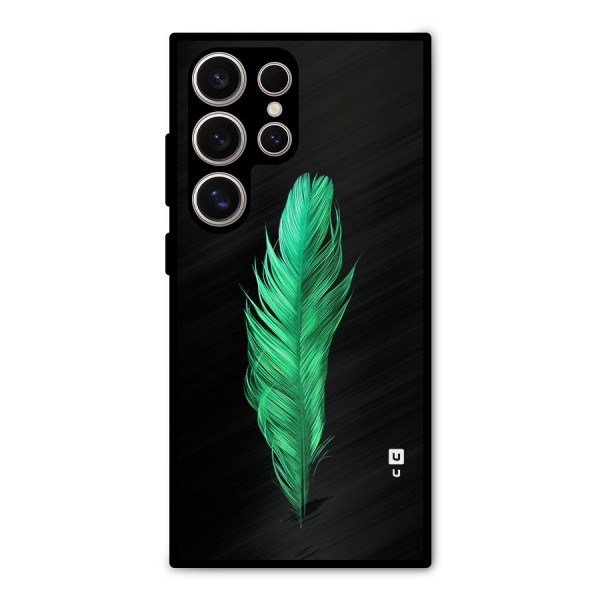 Beautiful Green Feather Metal Back Case for Galaxy S24 Ultra