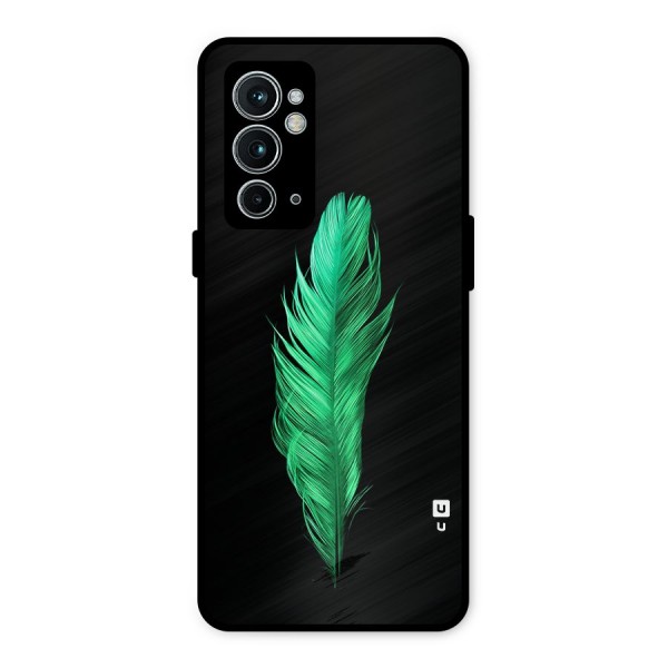 Beautiful Green Feather Metal Back Case for OnePlus 9RT 5G