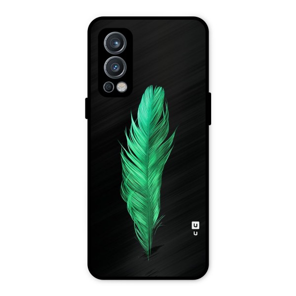 Beautiful Green Feather Metal Back Case for OnePlus Nord 2 5G