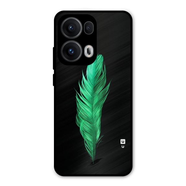 Beautiful Green Feather Metal Back Case for Oppo Reno13 Pro