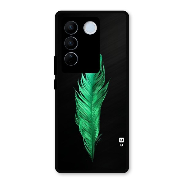 Beautiful Green Feather Metal Back Case for Vivo V27