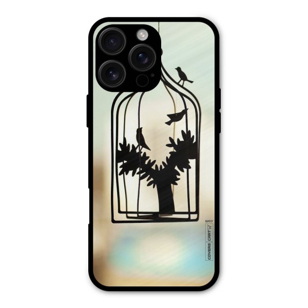 Beautiful Pegion Cage Metal Back Case for iPhone 16 Pro Max