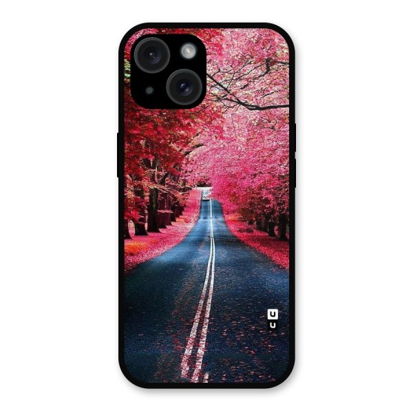 Beautiful Red Trees Metal Back Case for iPhone 15