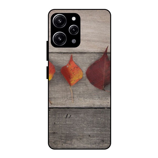 Beautiful Wood Leafs Glass Back Case for Redmi 12 4G
