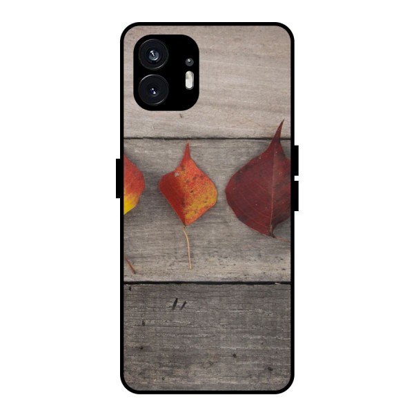Beautiful Wood Leafs Metal Back Case for Nothing Phone 2