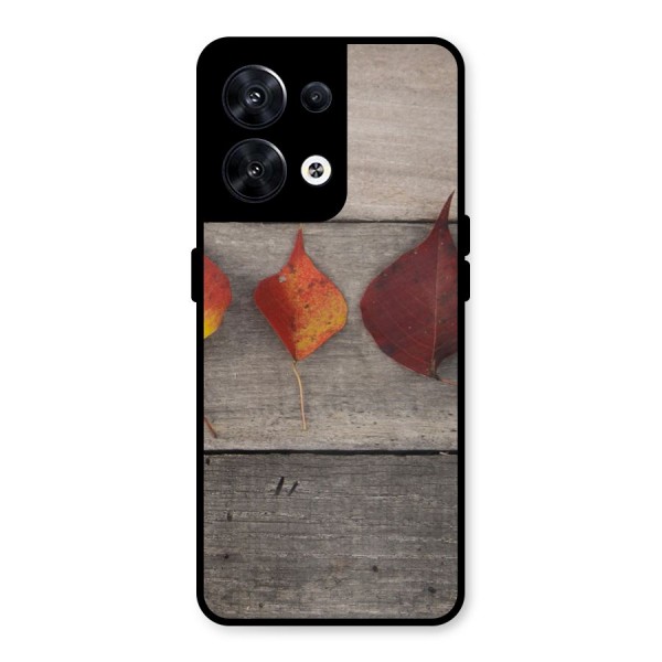 Beautiful Wood Leafs Metal Back Case for Oppo Reno8 5G