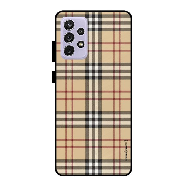 Beige Check Metal Back Case for Galaxy A72