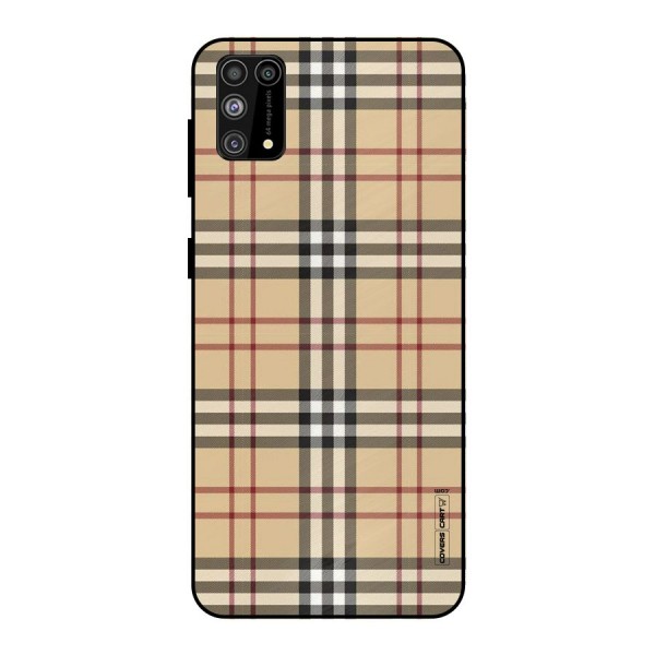 Beige Check Metal Back Case for Galaxy F41