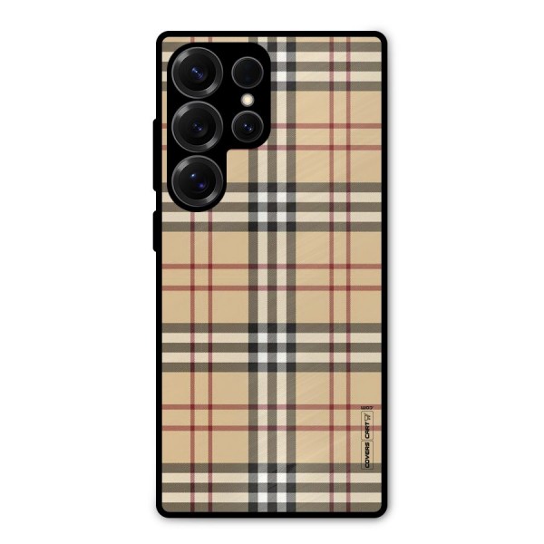 Beige Check Metal Back Case for Galaxy S25 Ultra