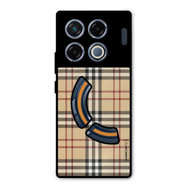 Beige Check Metal Back Case for Infinix GT 20 Pro