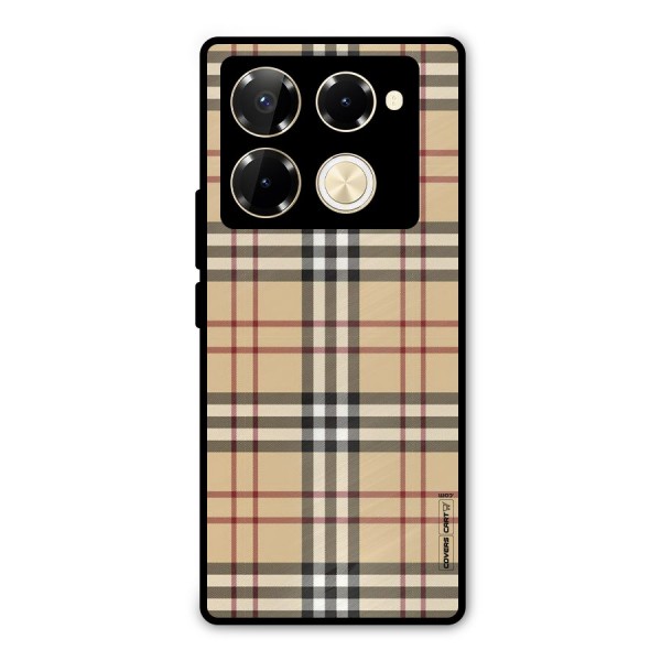 Beige Check Metal Back Case for Infinix Note 40 Pro Plus