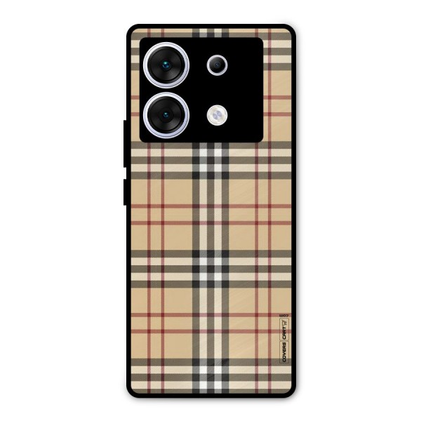 Beige Check Metal Back Case for Infinix Zero 30 5G