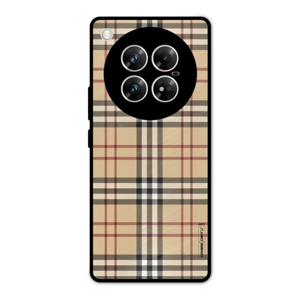 Beige Check Metal Back Case for Infinix Zero 40 5G