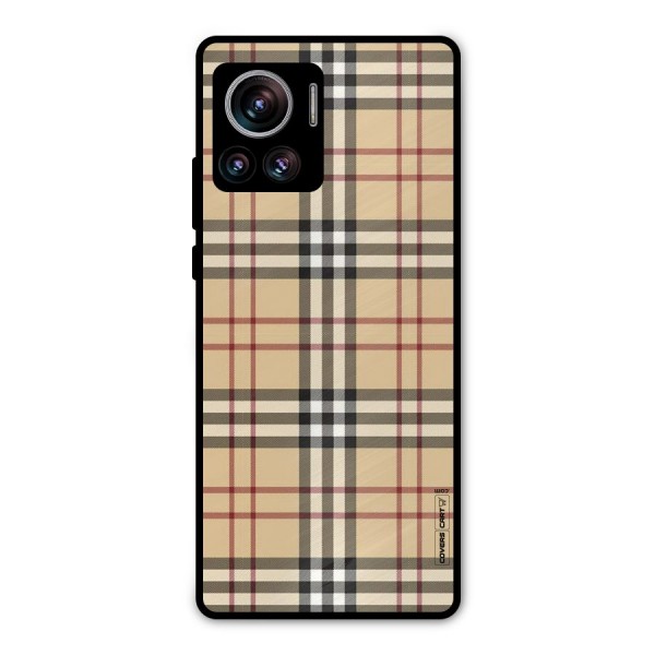 Beige Check Metal Back Case for Motorola Edge 30 Ultra