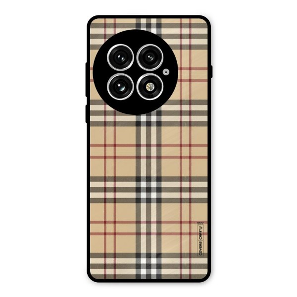 Beige Check Metal Back Case for OnePlus 13