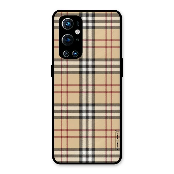 Beige Check Metal Back Case for OnePlus 9 Pro