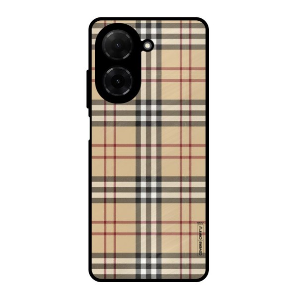 Beige Check Metal Back Case for Poco C71