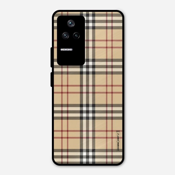 Beige Check Metal Back Case for Poco F4 5G