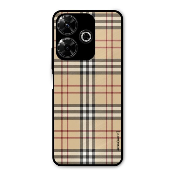 Beige Check Metal Back Case for Poco M6 Plus