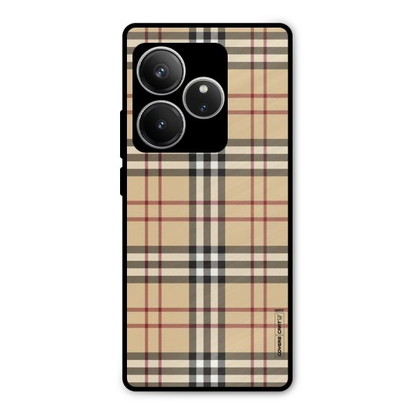 Beige Check Metal Back Case for Realme GT 6