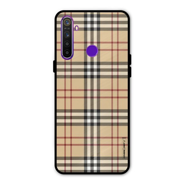 Beige Check Metal Back Case for Realme Narzo 10