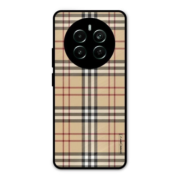 Beige Check Metal Back Case for Realme Narzo 70 Pro