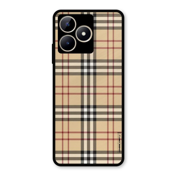 Beige Check Metal Back Case for Realme Narzo N53