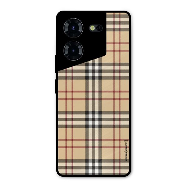 Beige Check Metal Back Case for Tecno Pova 5 Pro 5G