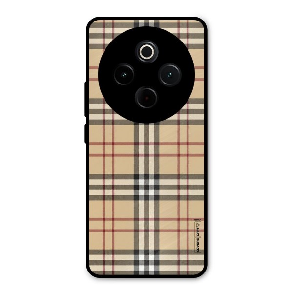 Beige Check Metal Back Case for Vivo T4