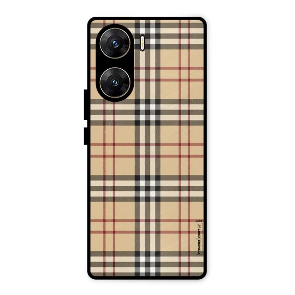 Beige Check Metal Back Case for Vivo V29e