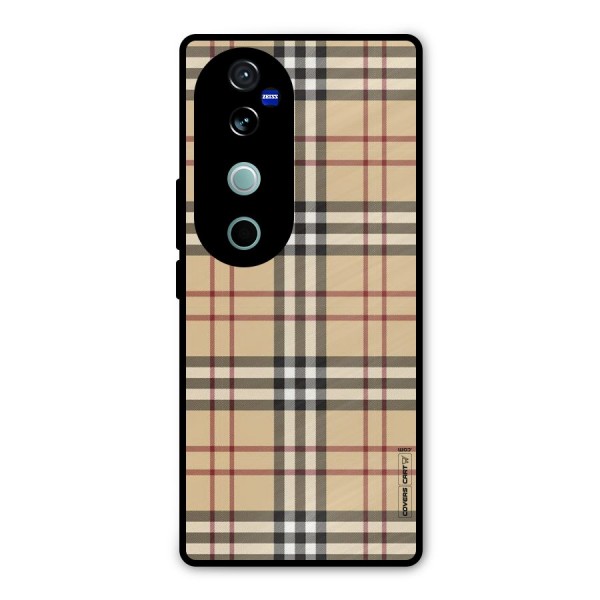 Beige Check Metal Back Case for Vivo V40