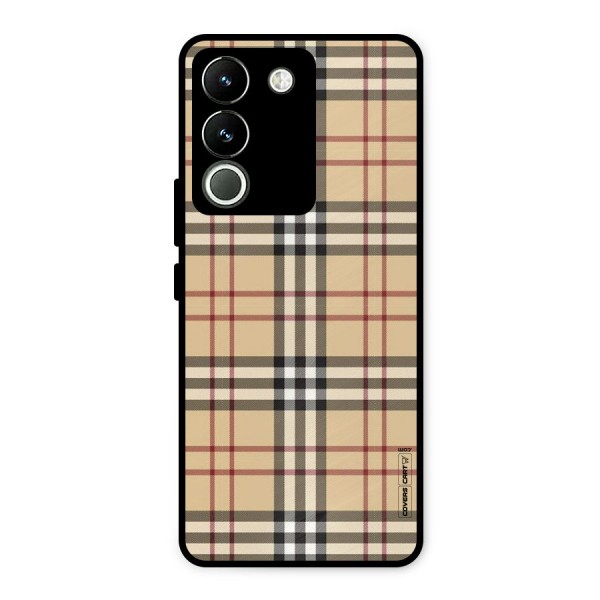 Beige Check Metal Back Case for Vivo Y200