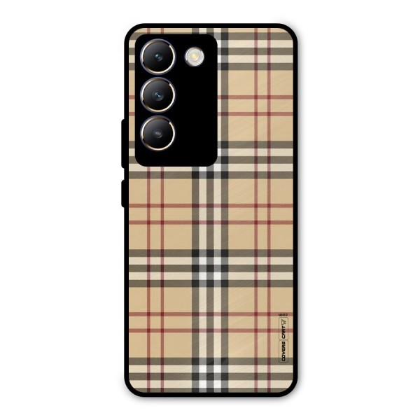 Beige Check Metal Back Case for Vivo Y200e