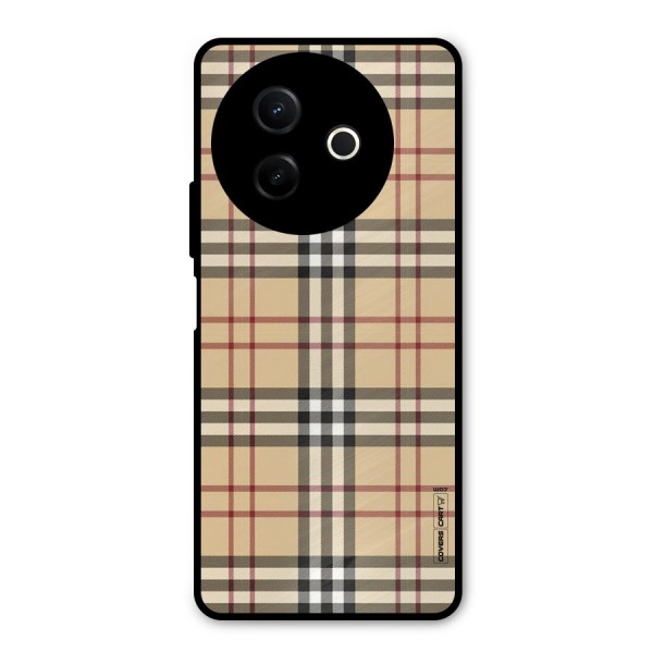 Beige Check Metal Back Case for Vivo Y39