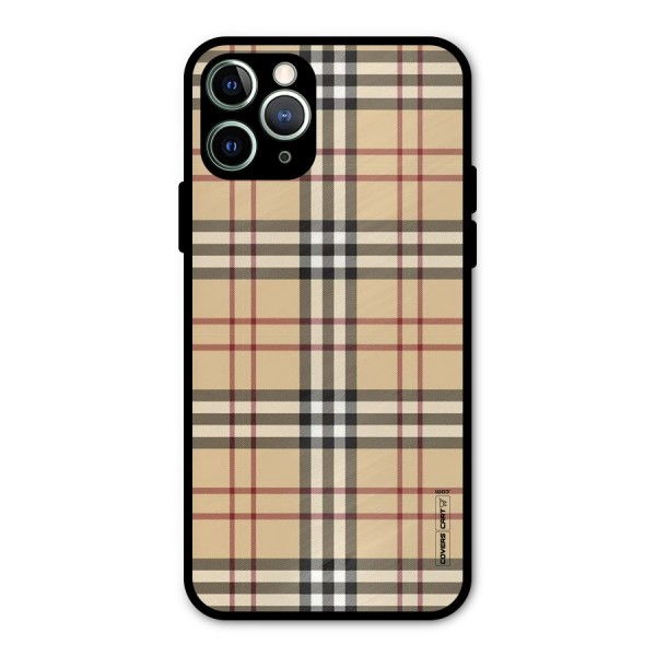 Beige Check Metal Back Case for iPhone 11 Pro Max