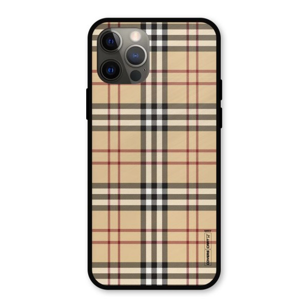 Beige Check Metal Back Case for iPhone 12 Pro